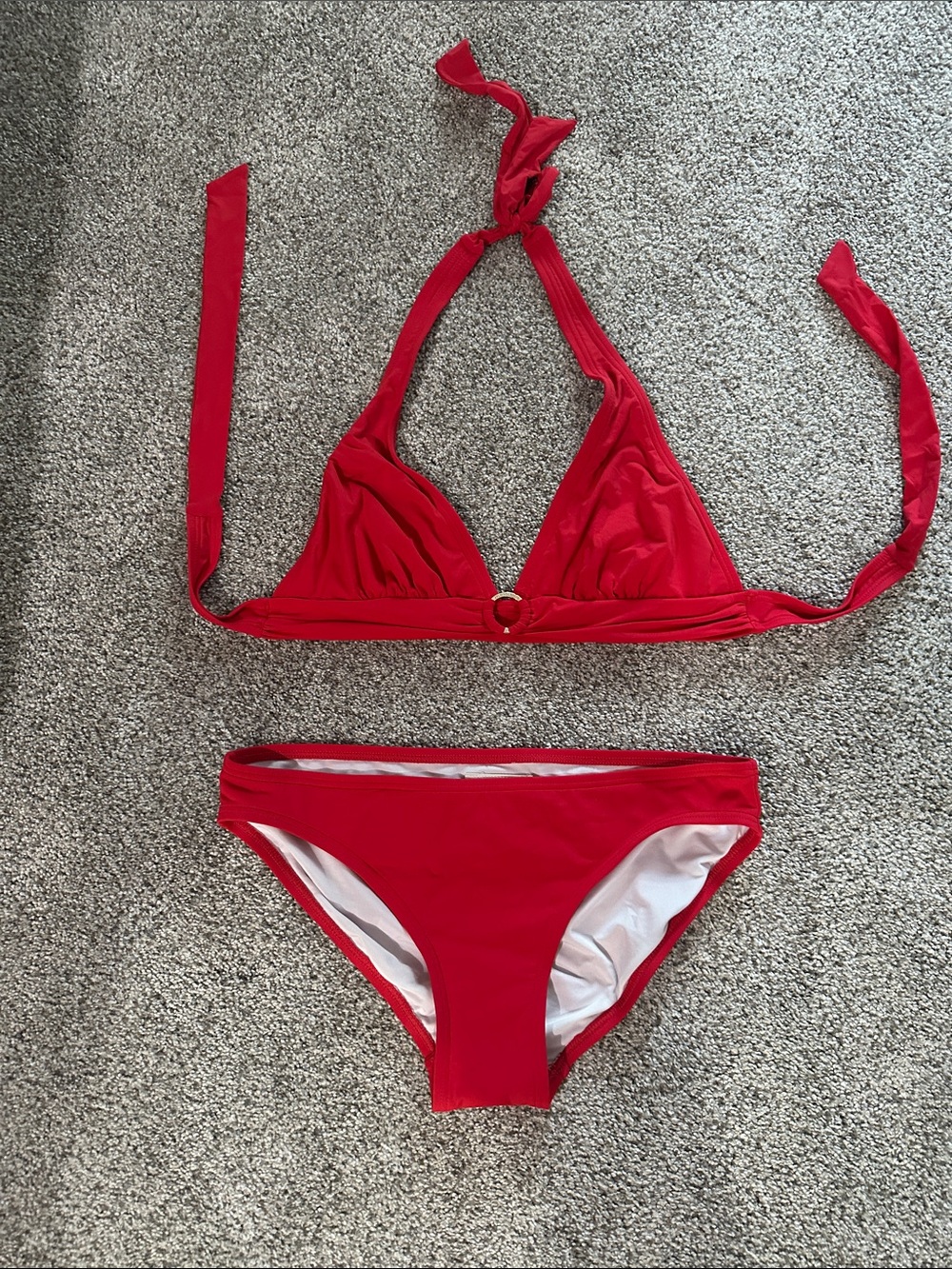 MICHAEL Michael Kors Red Triangle Halter Bikini